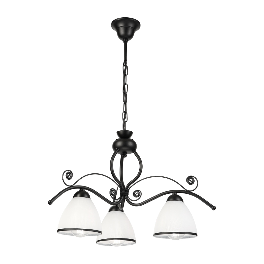 Lustre com corrente RETRO 3xE27/60W/230V preto/branco