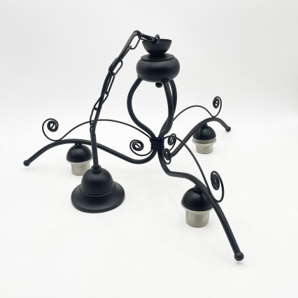 Lustre com corrente RETRO 3xE27/60W/230V preto/branco