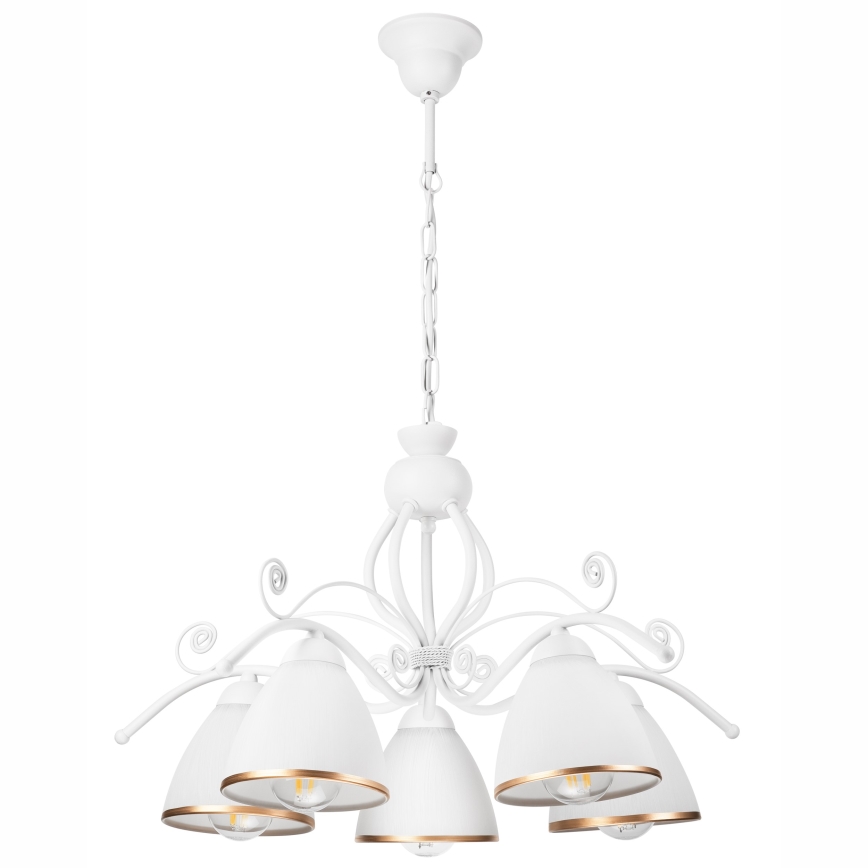 Lustre com corrente RETRO II 5xE27/60W/230V branco
