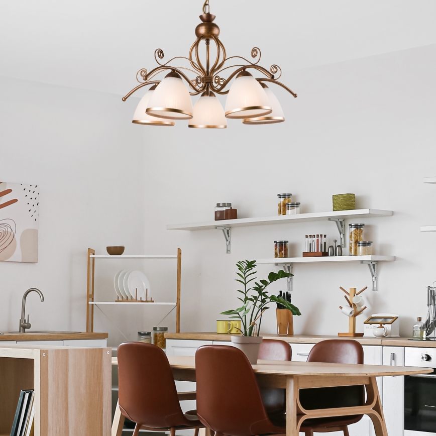 Lustre com corrente RETRO II 5xE27/60W/230V bronze patinado