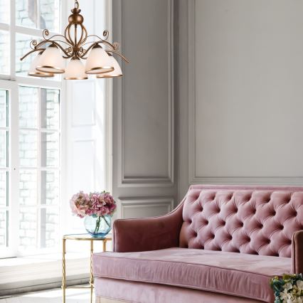 Lustre com corrente RETRO II 5xE27/60W/230V bronze patinado