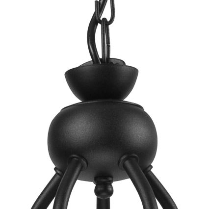 Lustre com corrente RETRO II 5xE27/60W/230V, preto mate