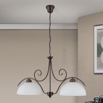 Lustre com corrente RULA 2xE27/40W/230V branco/bronze