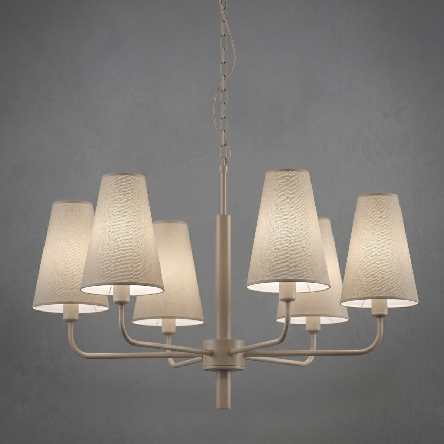 Lustre com corrente TORTOLA 6xE14/15W/230V bege