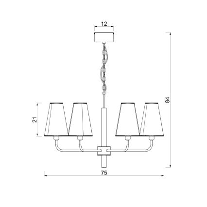 Lustre com corrente TORTOLA 6xE14/15W/230V bege