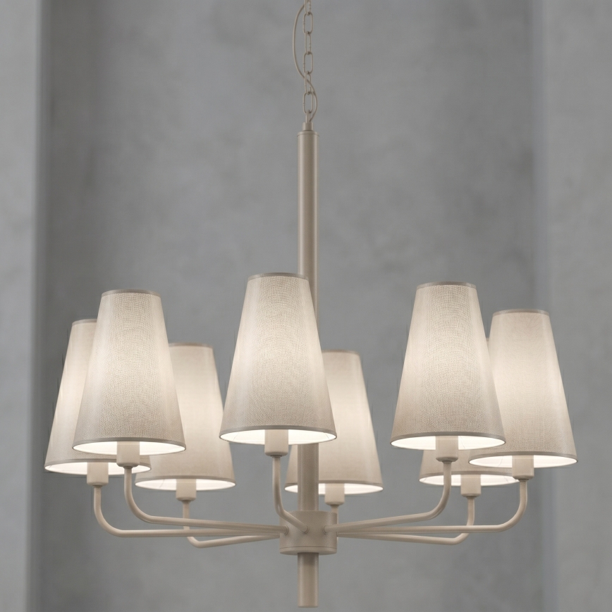 Lustre com corrente TORTOLA 8xE14/15W/230V bege