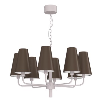 Lustre com corrente TORTOLA 8xE14/15W/230V castanho/creme