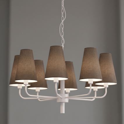 Lustre com corrente TORTOLA 8xE14/15W/230V castanho/creme