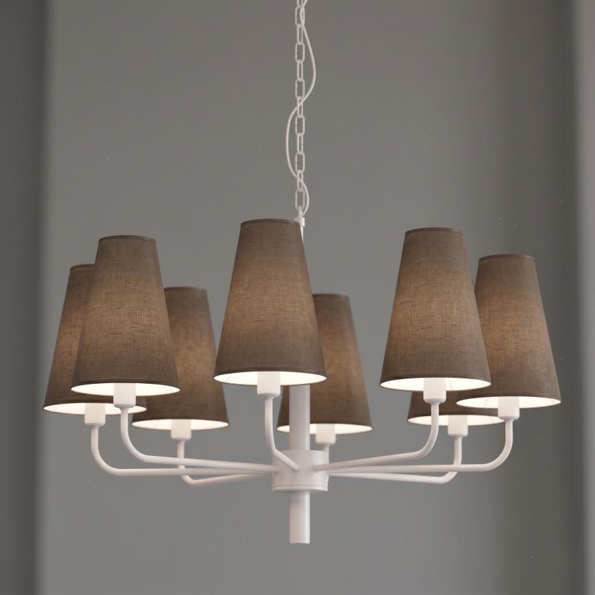 Lustre com corrente TORTOLA 8xE14/15W/230V castanho/creme