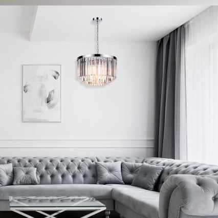 Lustre com corrente VETRO 5xE14/60W/230V cromado brilhante
