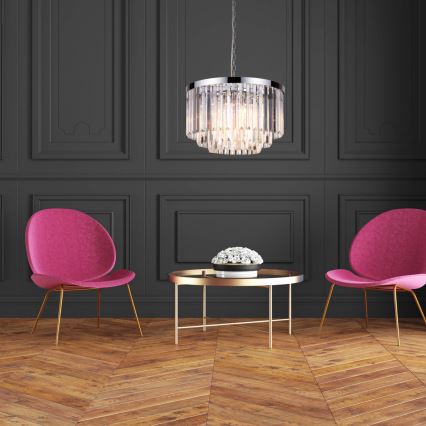 Lustre com corrente VETRO 5xE14/60W/230V cromado brilhante