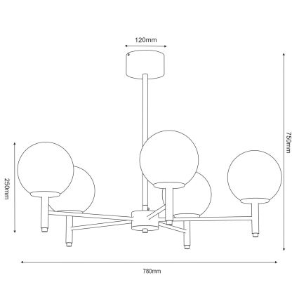 Lustre com haste AWINION 6xE27/15W/230V