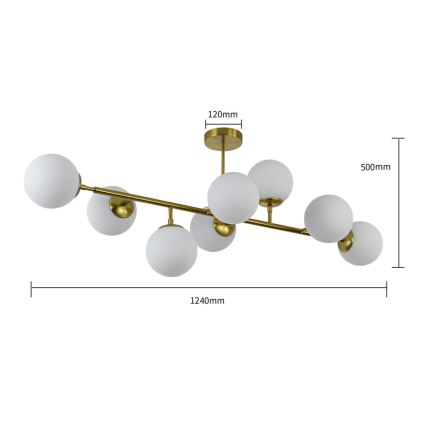 Lustre com haste DORADO 8xE14/40W/230V dourado