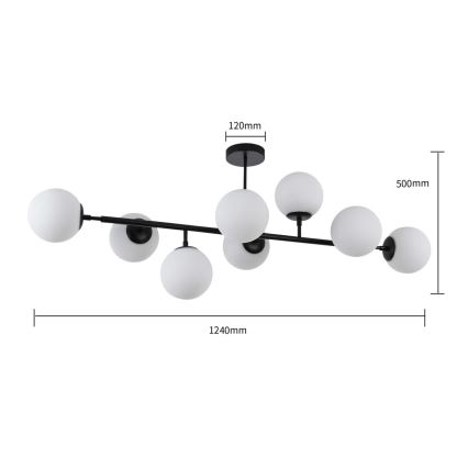 Lustre com haste DORADO 8xE14/40W/230V preto