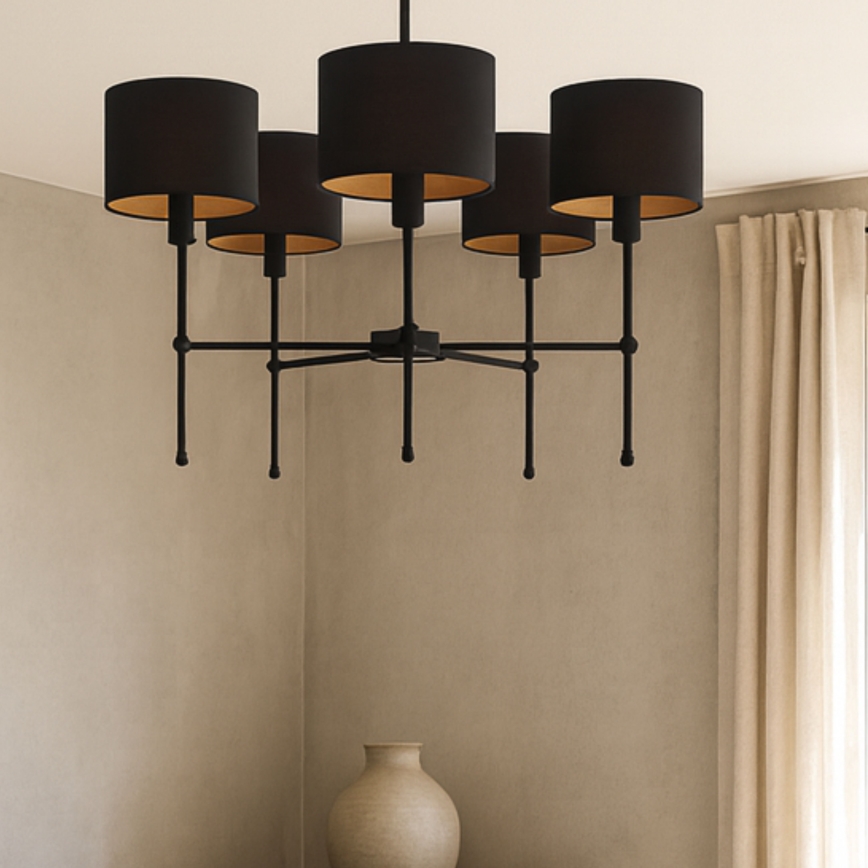 Lustre com haste MADELA 5xE14/40W/230V preto