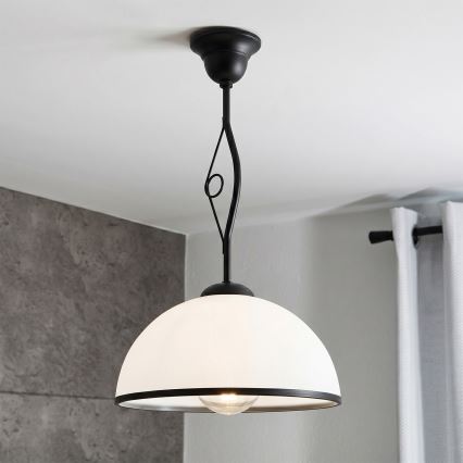Lustre com haste RETRO 1xE27/60W/230V preto/branco