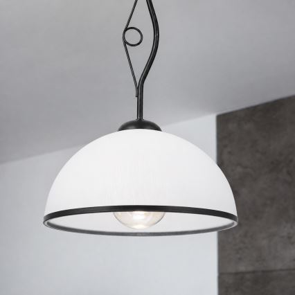 Lustre com haste RETRO 1xE27/60W/230V preto/branco