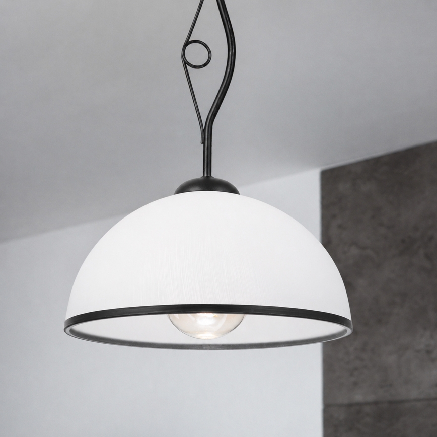 Lustre com haste RETRO 1xE27/60W/230V preto/branco