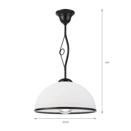 Lustre com haste RETRO 1xE27/60W/230V preto/branco