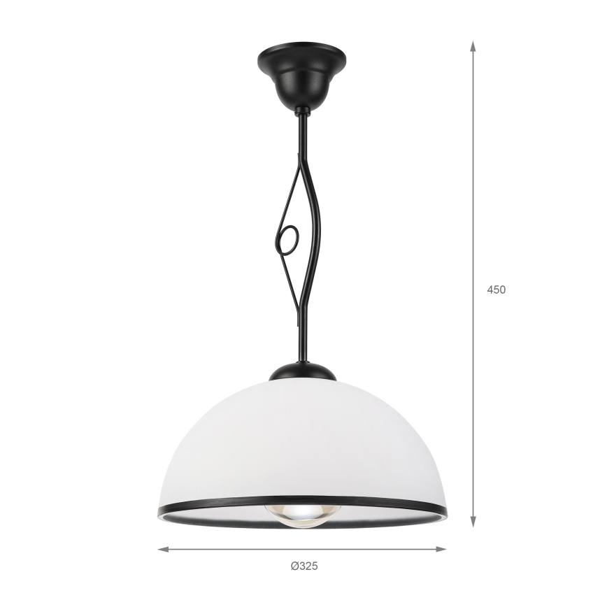 Lustre com haste RETRO 1xE27/60W/230V preto/branco