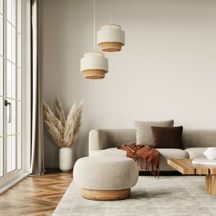 Lustre de cabo BOHO 2xE27/60W/230V branco/juta