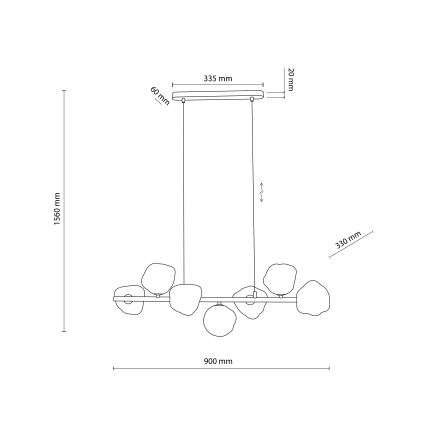 Lustre de cabo LAVA 7xG9/8W/230V bronze/bege fumado