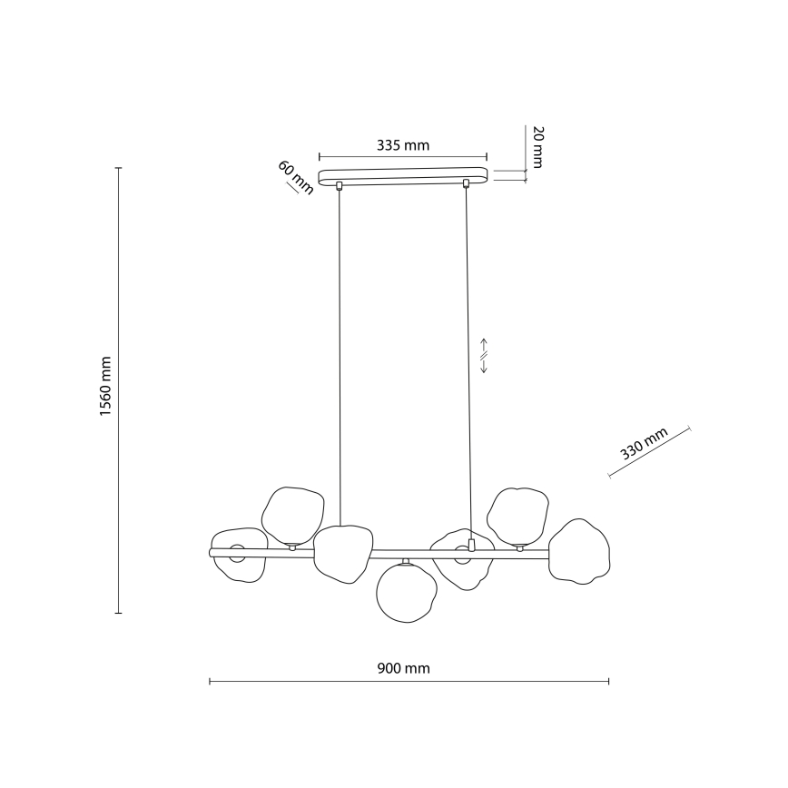 Lustre de cabo LAVA 7xG9/8W/230V bronze/bege fumado
