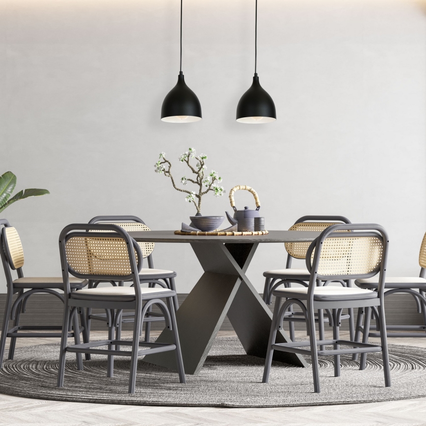 Candeeiro suspenso com cabo NOAK 2xE27/15W/230V preto