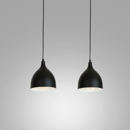 Candeeiro suspenso com cabo NOAK 2xE27/15W/230V preto