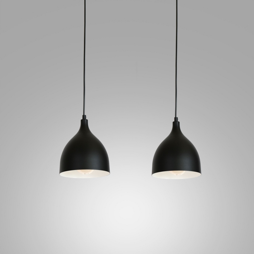 Candeeiro suspenso com cabo NOAK 2xE27/15W/230V preto