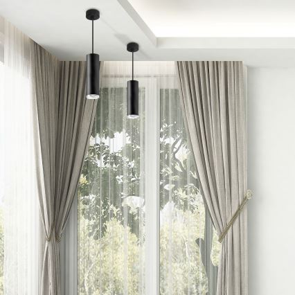 LED RGBW dimerizável lustre de casa de banho suspenso por cabo TURYN 1xGU10/4,8W/230V 3000K IP44 preto + controlo remoto
