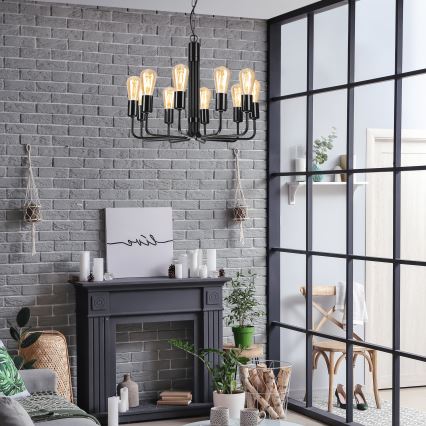 Lustre de corrente 10xE27/60W/230V preto