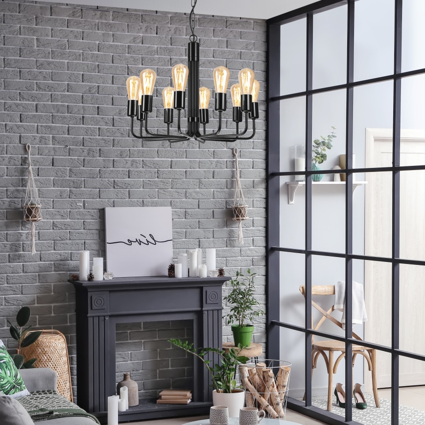 Lustre de corrente 10xE27/60W/230V preto