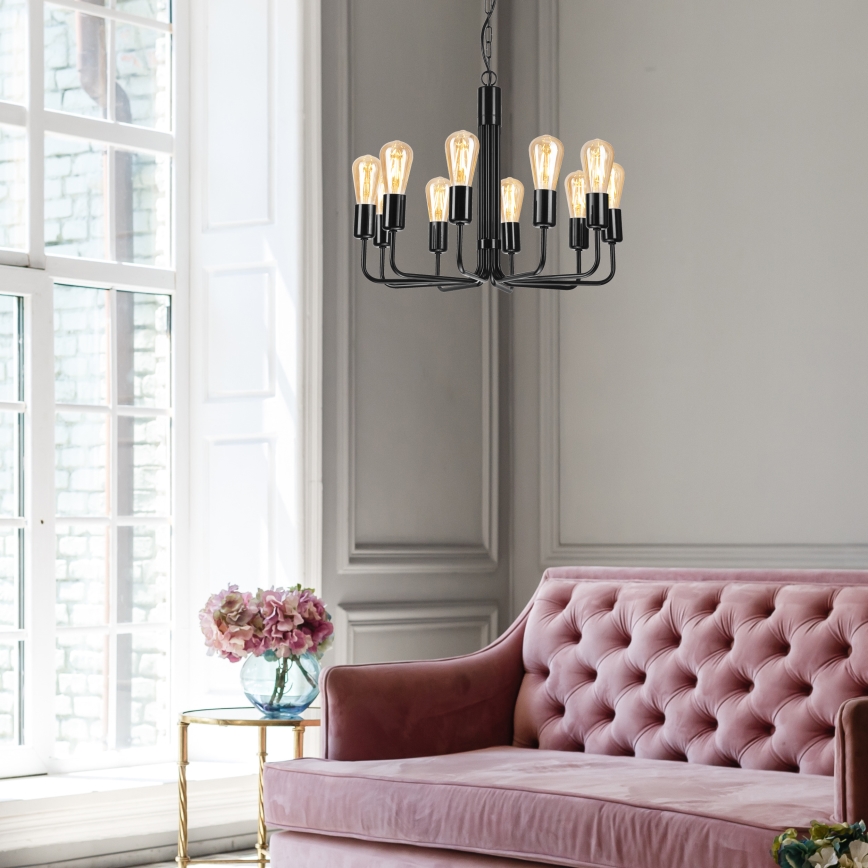 Lustre de corrente 10xE27/60W/230V preto