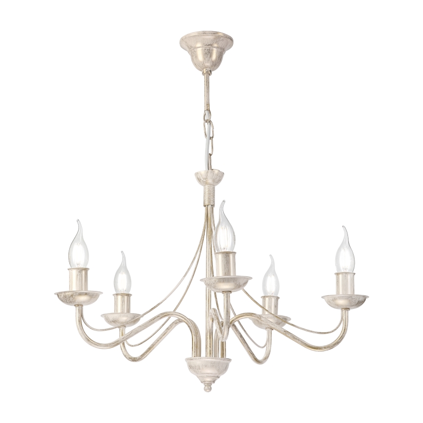 Lustre de corrente ANTON 5xE14/60W/230V branco patinado