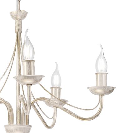 Lustre de corrente ANTON 5xE14/60W/230V branco patinado
