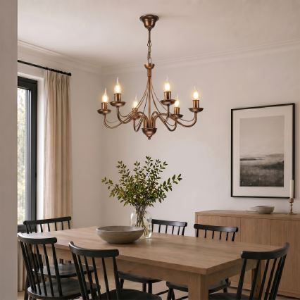 Lustre de corrente ANTON 6xE14/60W/230V, acabamento em bronze