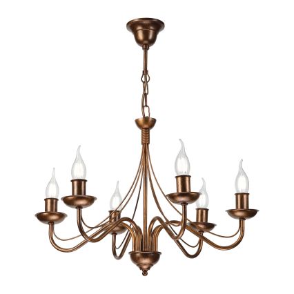 Lustre de corrente ANTON 6xE14/60W/230V, acabamento em bronze