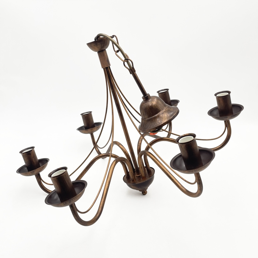 Lustre de corrente ANTON 6xE14/60W/230V, acabamento em bronze
