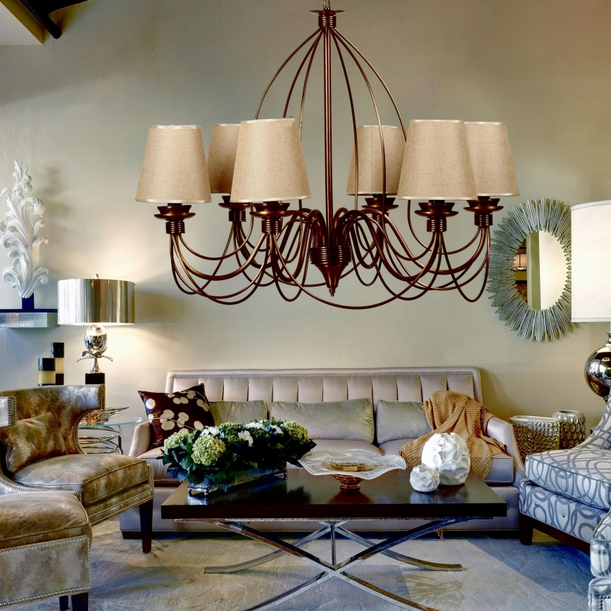 Lustre de corrente CLASSIC 6xE14/40W/230V bronze/bege