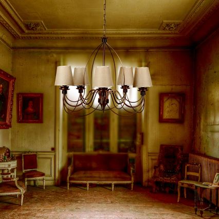 Lustre de corrente CLASSIC 6xE14/40W/230V bronze/bege