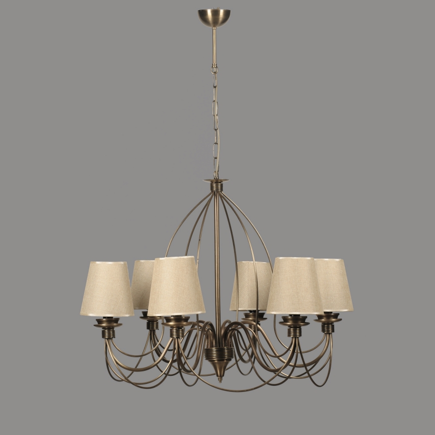 Lustre de corrente CLASSIC 6xE14/40W/230V bronze/bege