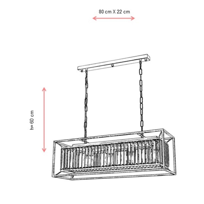 Lustre de corrente CRYSTALLINE 4xE27/6W/230V bronze