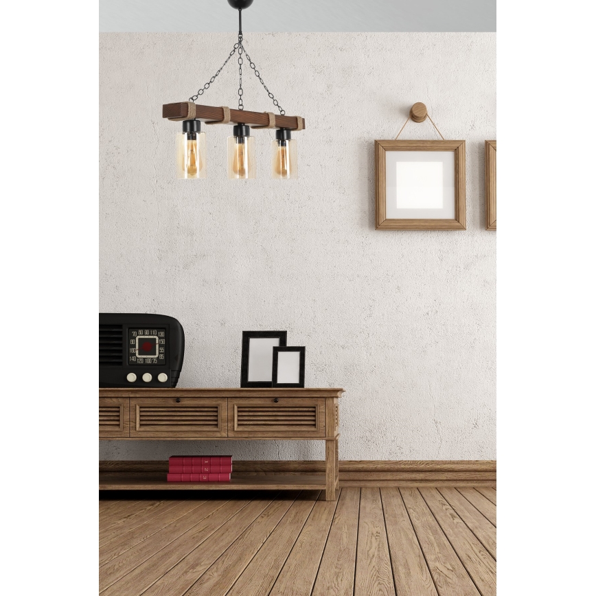 Lustre de corrente JASMIN 3xE27/40W/230V castanho/bege