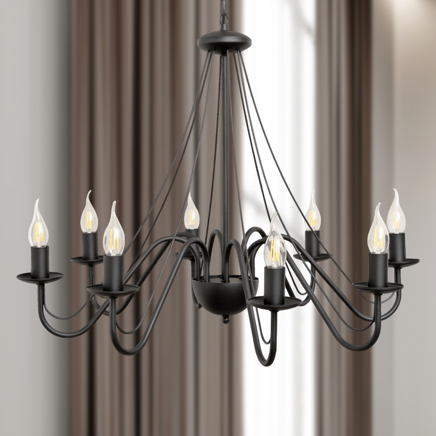 Lustre de corrente MALBO 8xE14/10W/230V preto