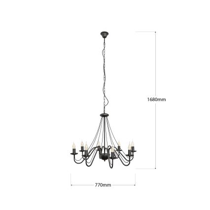 Lustre de corrente MALBO 8xE14/10W/230V preto