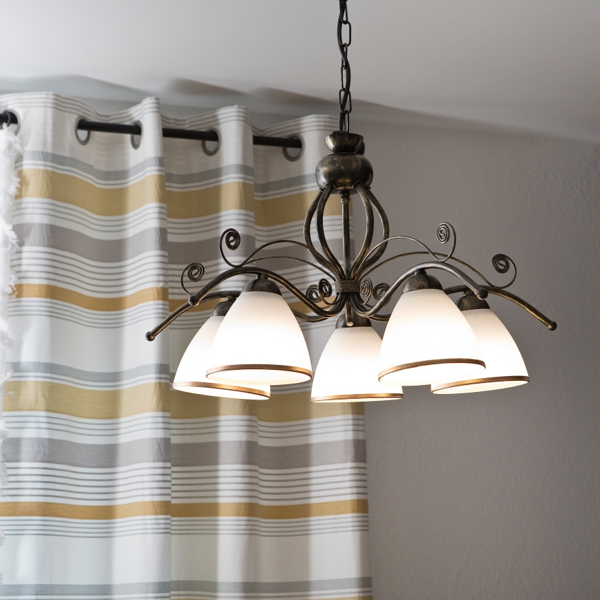 Lustre de corrente RETRO II 5xE27/60W/230V pátina preta