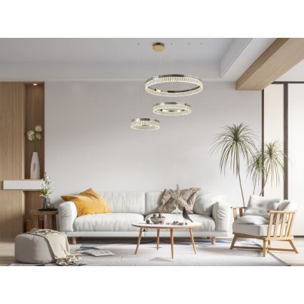 Lustre de cristal LED regulável suspenso por cabo THALIA LED/120W/230V 3000-6000K + controlo remoto