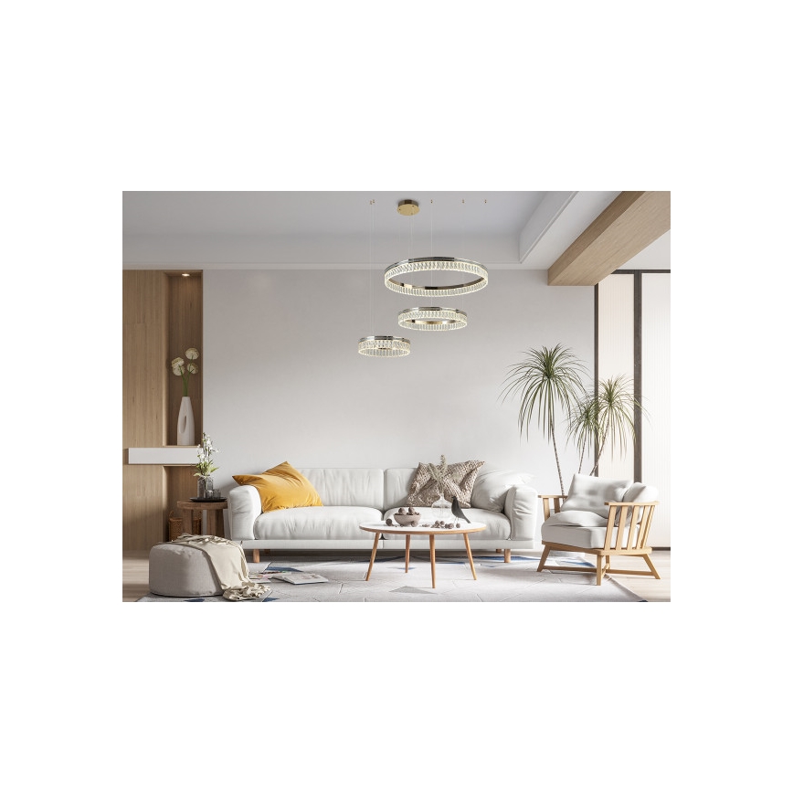 Lustre de cristal LED regulável suspenso por cabo THALIA LED/120W/230V 3000-6000K + controlo remoto