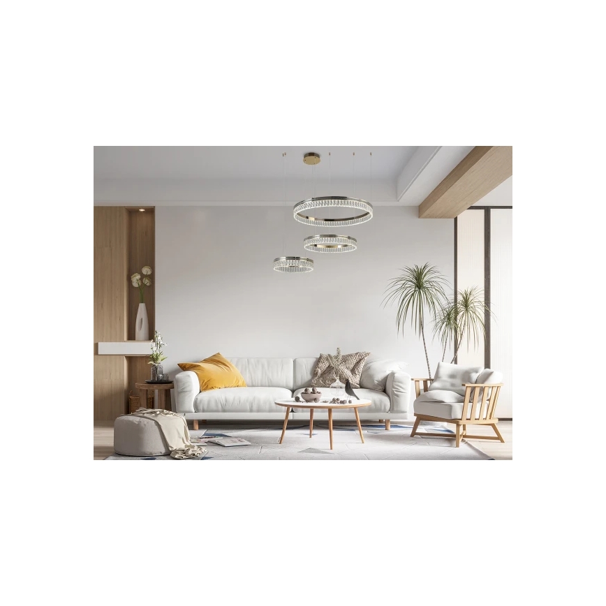 Lustre de cristal LED regulável suspenso por cabo THALIA LED/120W/230V 3000-6000K + controlo remoto